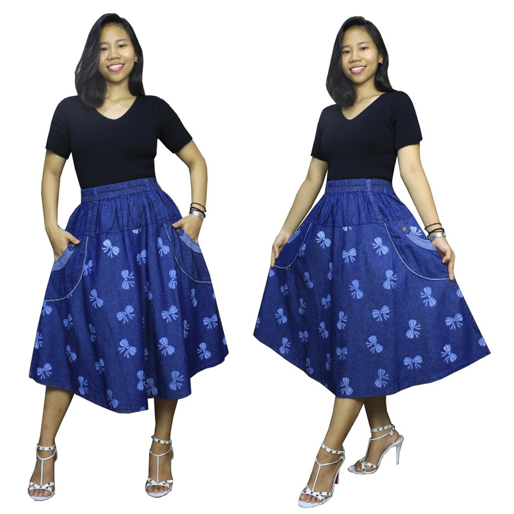 SB Collection Rok Payung Mika Midi Jeans Jumbo Wanita