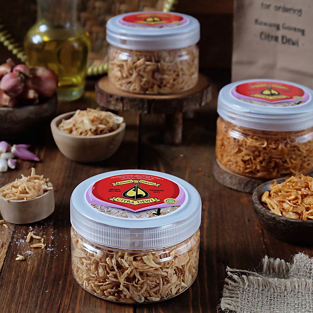 

Bawang Goreng Sumenep Asli Bawang Goreng Citra Dewi Kemasan Paket isi 3 rasa ( ori asin, pedas )