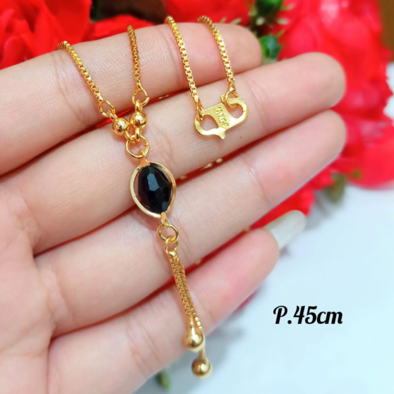 Kalung Koye kristal oval Jurai, permata zircon varian warna menawan emas Korea anti karat