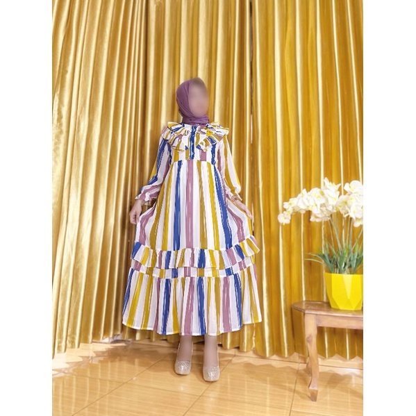 Gamis Ceruty Salur Pelangi