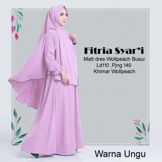 AB Agen Baju Official Shop - Gamis Fitria + syari busana muslim hijab fashion polosan