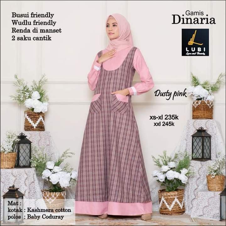 GAMIS DINARIA BY LUBI (DUSTY PINK & MUSTARD)
