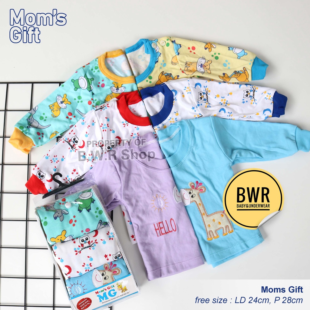 [ 3pc ] Oblong PANJANG Moms Gift Motif Random / Kaos Oblong Anak Bayi Newborn | Bwr