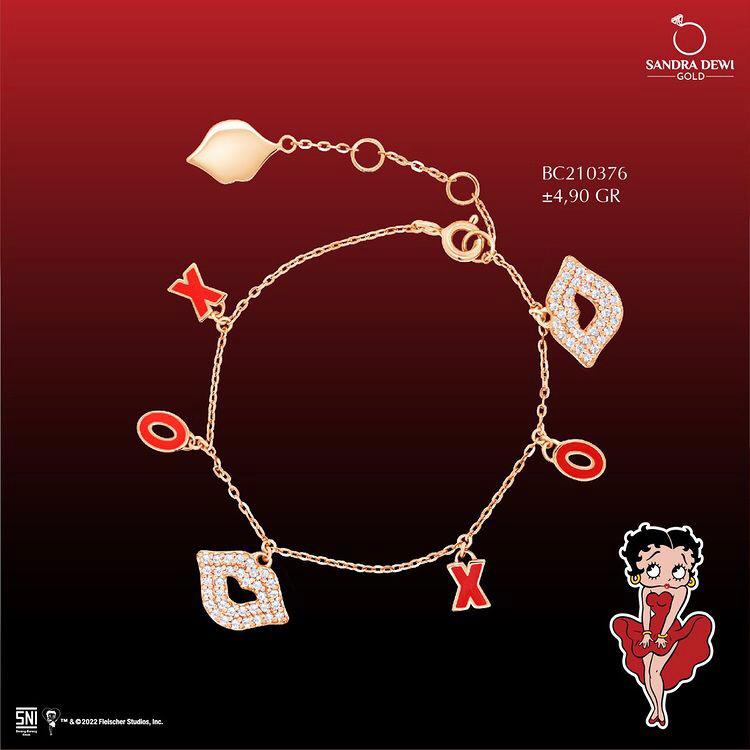 Gelang Sandra Dewi Gold Betty Boop XO Love Collections BC210376