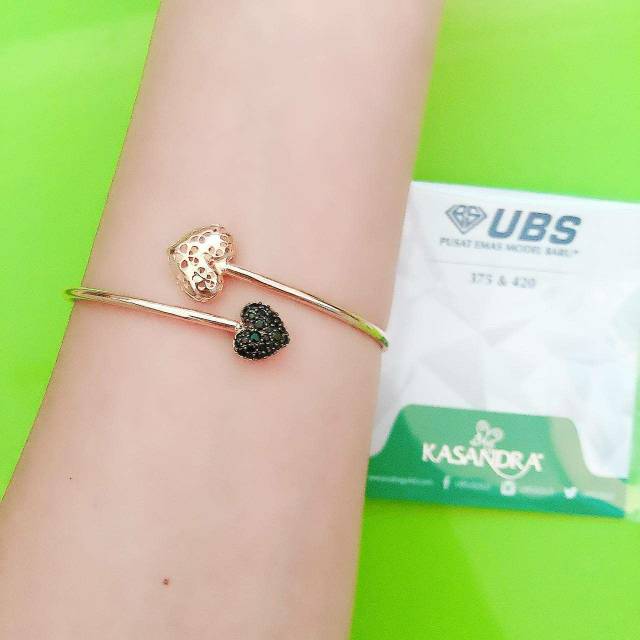 Gelang bangle love variasi batu hitam 375 UBS