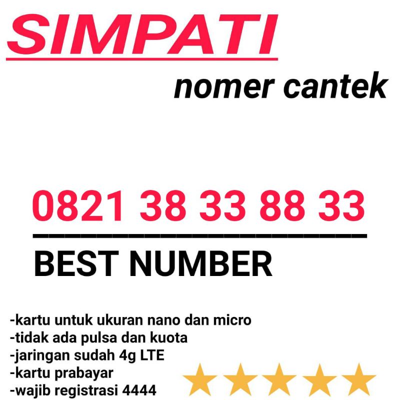 KARTU PERDANA NOMOR CANTIK TELKOMSEL 4G 33 88 33