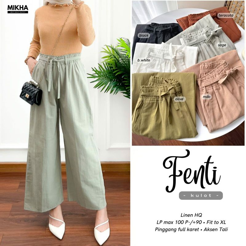 (Cod) Fenti Kulot celana kulot bahan kain Linen best seller warna mint putih