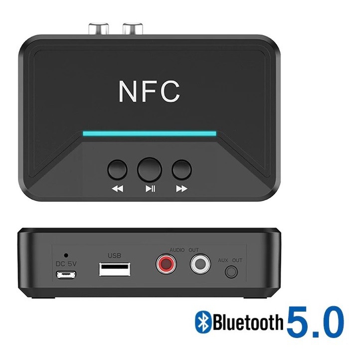 Audio Bluetooth 5.0 Receiver NFC Stereo Car Kit Speaker - BT200 - Black