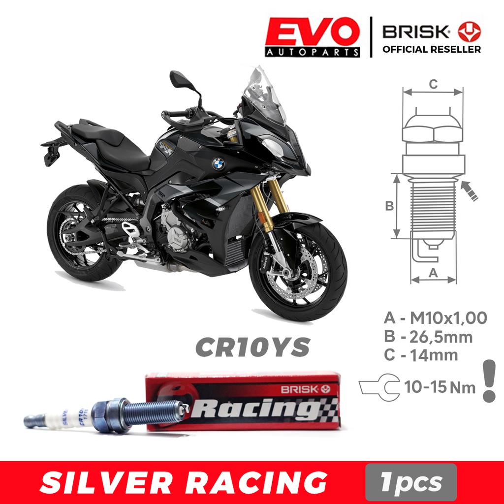 Busi BRISK Silver Racing CR10YS untuk motor BMW S1000XR