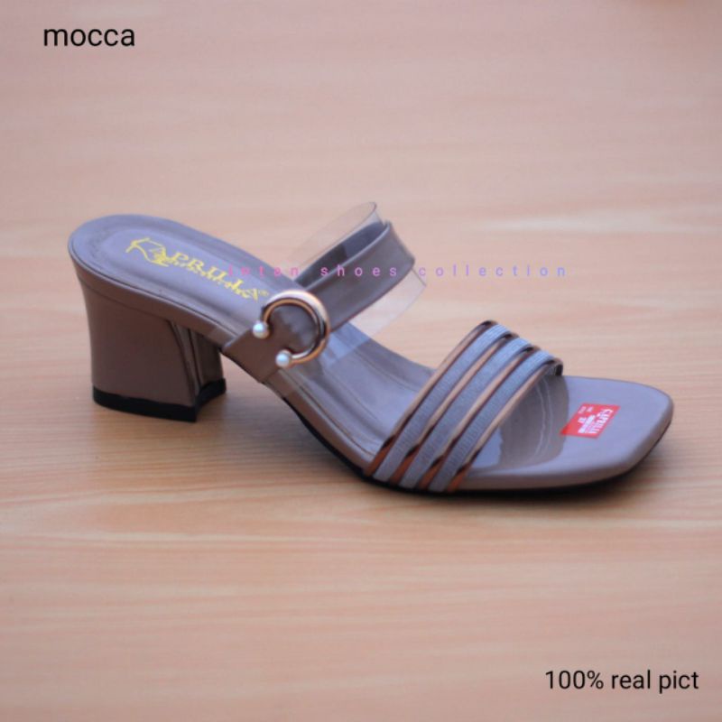 Aprilia sanda heels pesta wanita hak tahu 5cm/sandal slop wanita slip on anti licin/sendal kondangan wanita kekinian