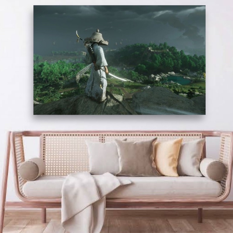 Poster cetak hiasan dinding jumbo gambar samurai ukuran 100x70cm dan 200x100cm tanpa bingkai dekoras