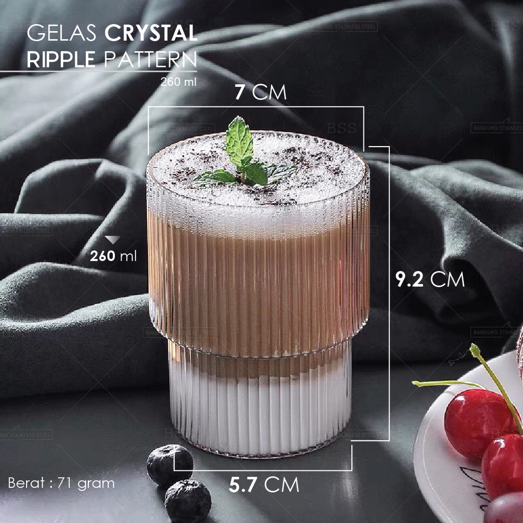 Gelas Crystal 260ml Kopi Susu Ripple Yo-Reum Aesthetic Korean Cafe Drinking Glass