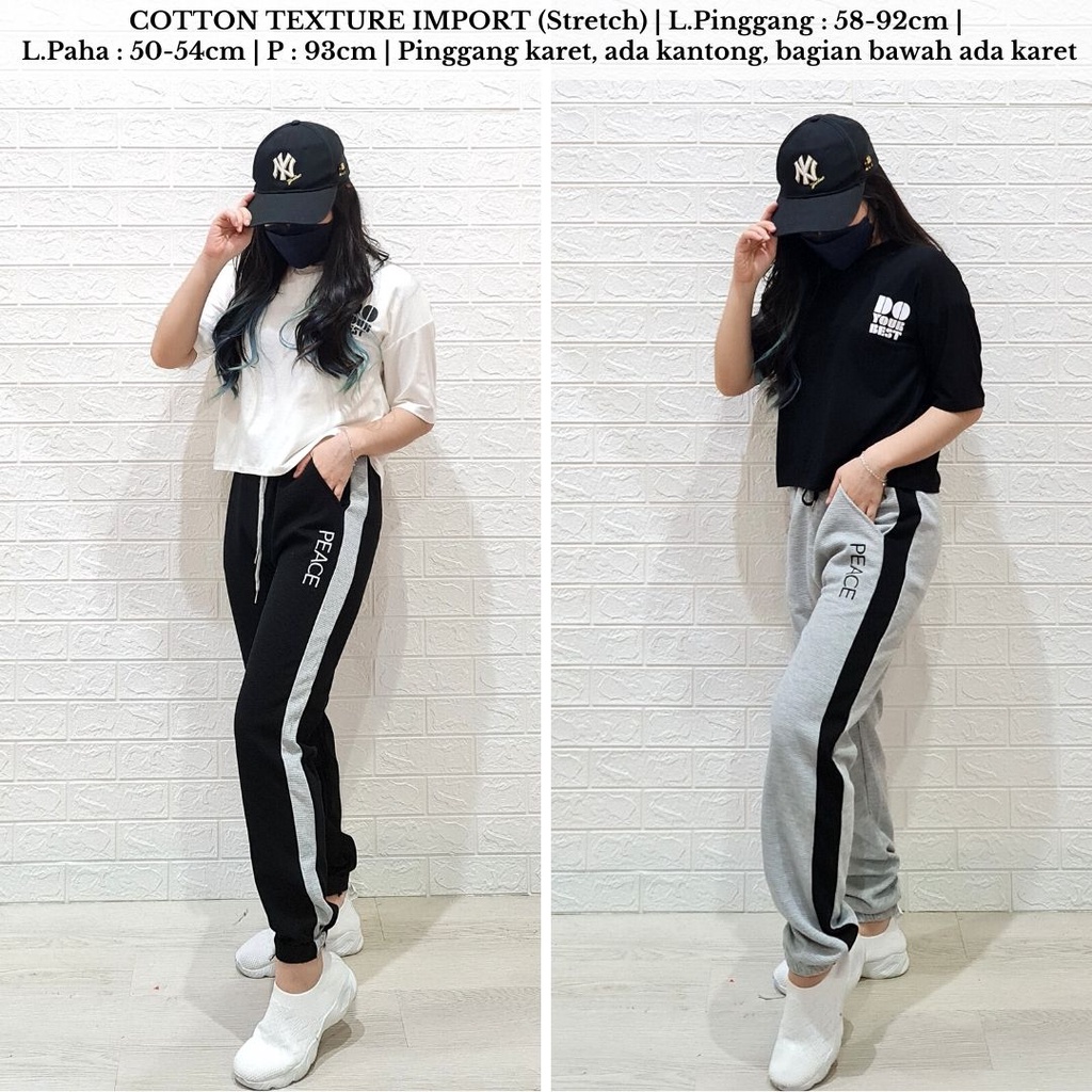 4368 peace sweatpants jogger celana import korea