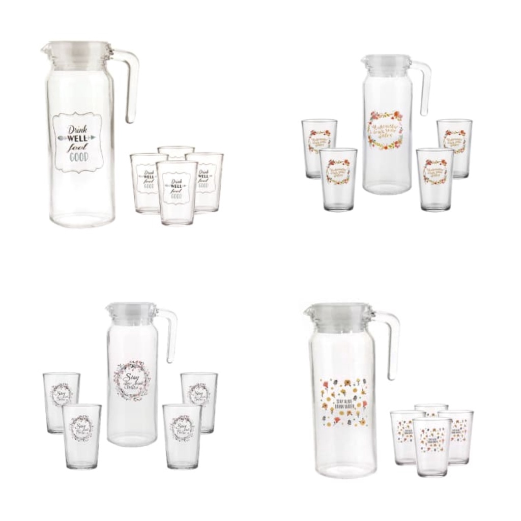 INFORMA Appetite PITCHER 1L WITH GLASS 220ML Set 5 Pcs Teko Minum & Gelas