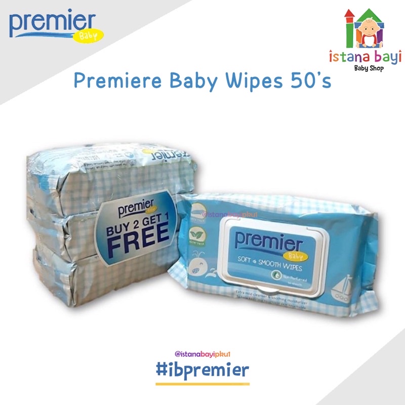 Premier Baby Wipes (50's)  Promo Buy 2 Get 1 FREE/Tisu basah promo beli 2 GRATIS 1