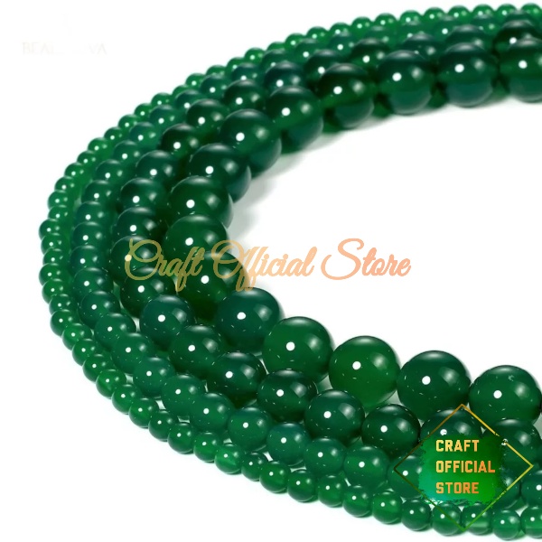 Bahan Gelang Batu Giok Hijau Natural 6.8.10mm Untuk Gelang Kalung Tasbih Craft &amp; DIY