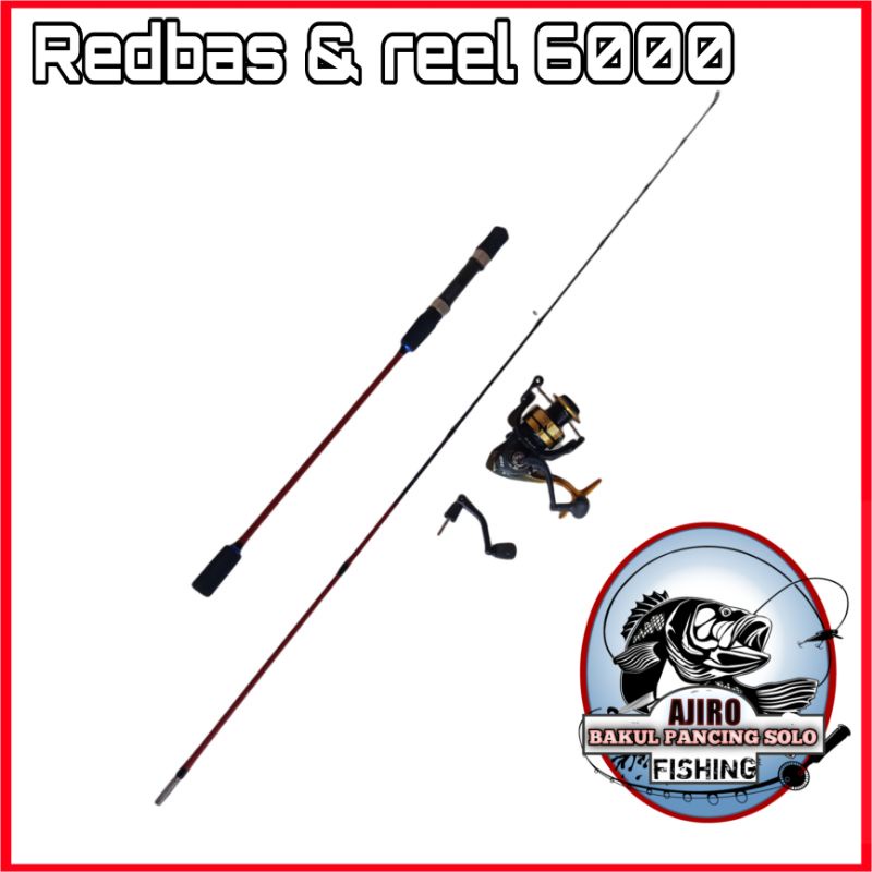 Satuset Joran pancing Jigging Ajiro Redbas&Reel 6000 kuat murah