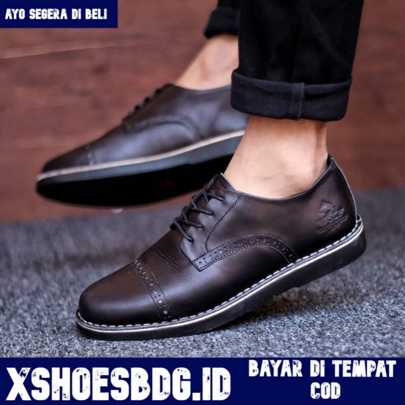 Sepatu Formal Pria Hitam Pantofel Casual Kulit Asli Kerja Kantor Kuliah Kondangan