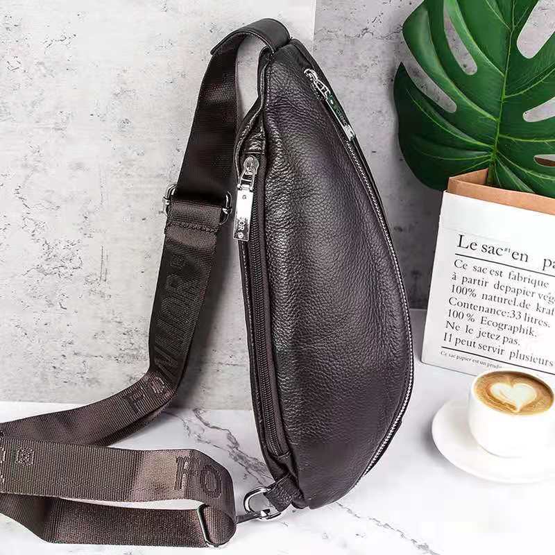 Fonmor Tas Selempang Pria Sling Bag Kulit Sapi Asli
