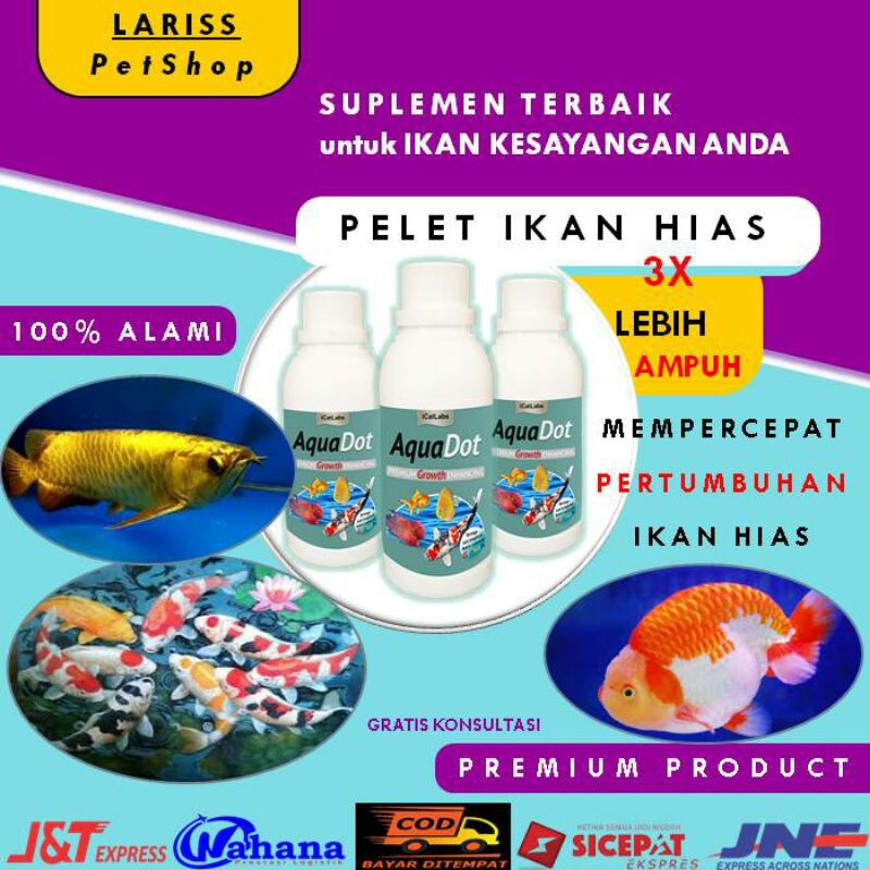 Pelet Ikan Hias AQUADOT Air Tawar Arwana Koi Louhan 250 gr