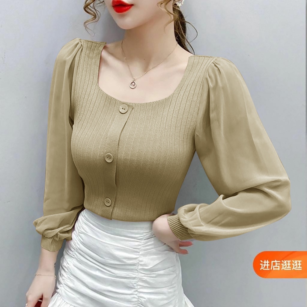 WSE390 - Blouse Vienna Rajut PREMIUM Kombinasi Sifon LD 90 - 100 CM PJ 40 CM PREMIUM QUALITY
