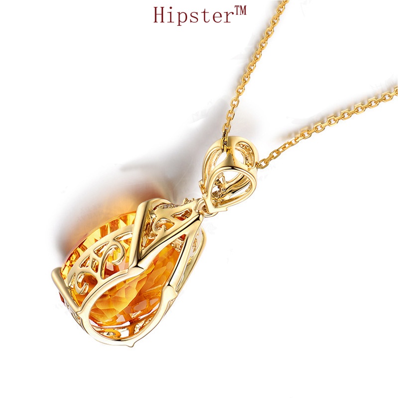 Popular Natural Citrine 18K Gold Pendant Fashion Necklace