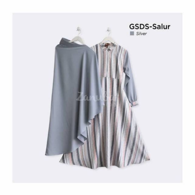 GAMIS SET DIAMOND SKIN SALUR SILVER ORI ZANUBA HIJAB