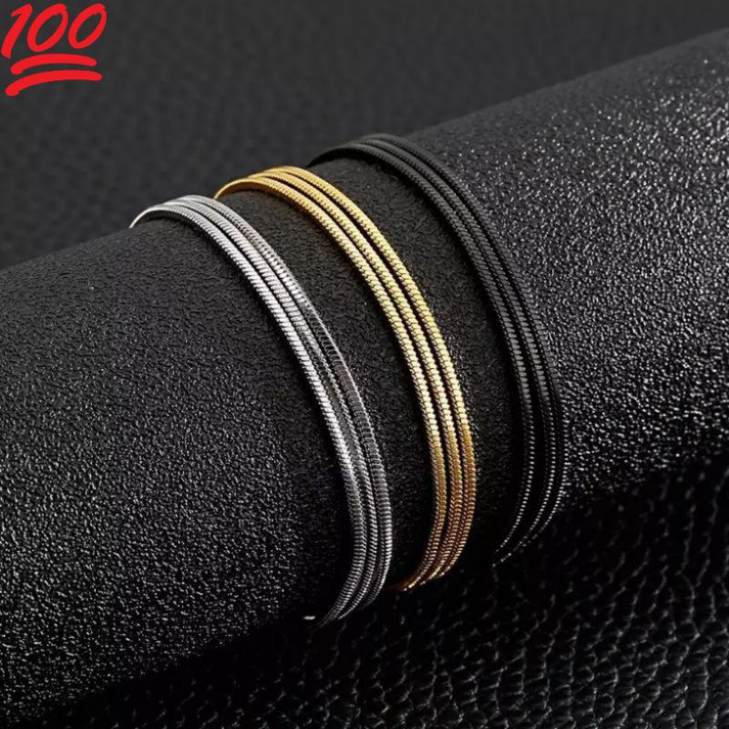 KALUNG BRIGHT PRIA WANITA TITANIUM BLACK GOLD SILVER  ANTI KARAT