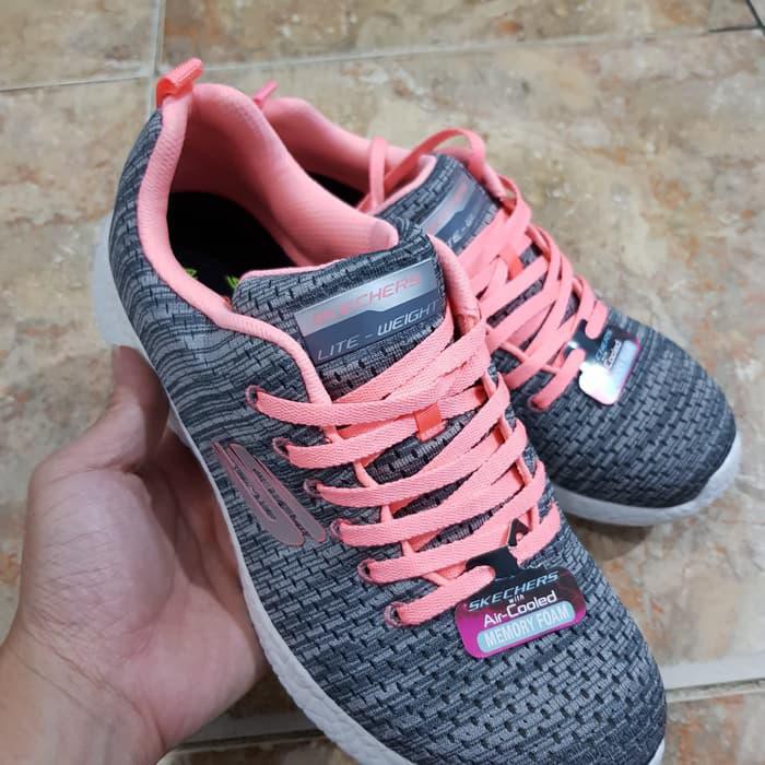 Sepatu Original Skechers Burst Lace Pink/Grey