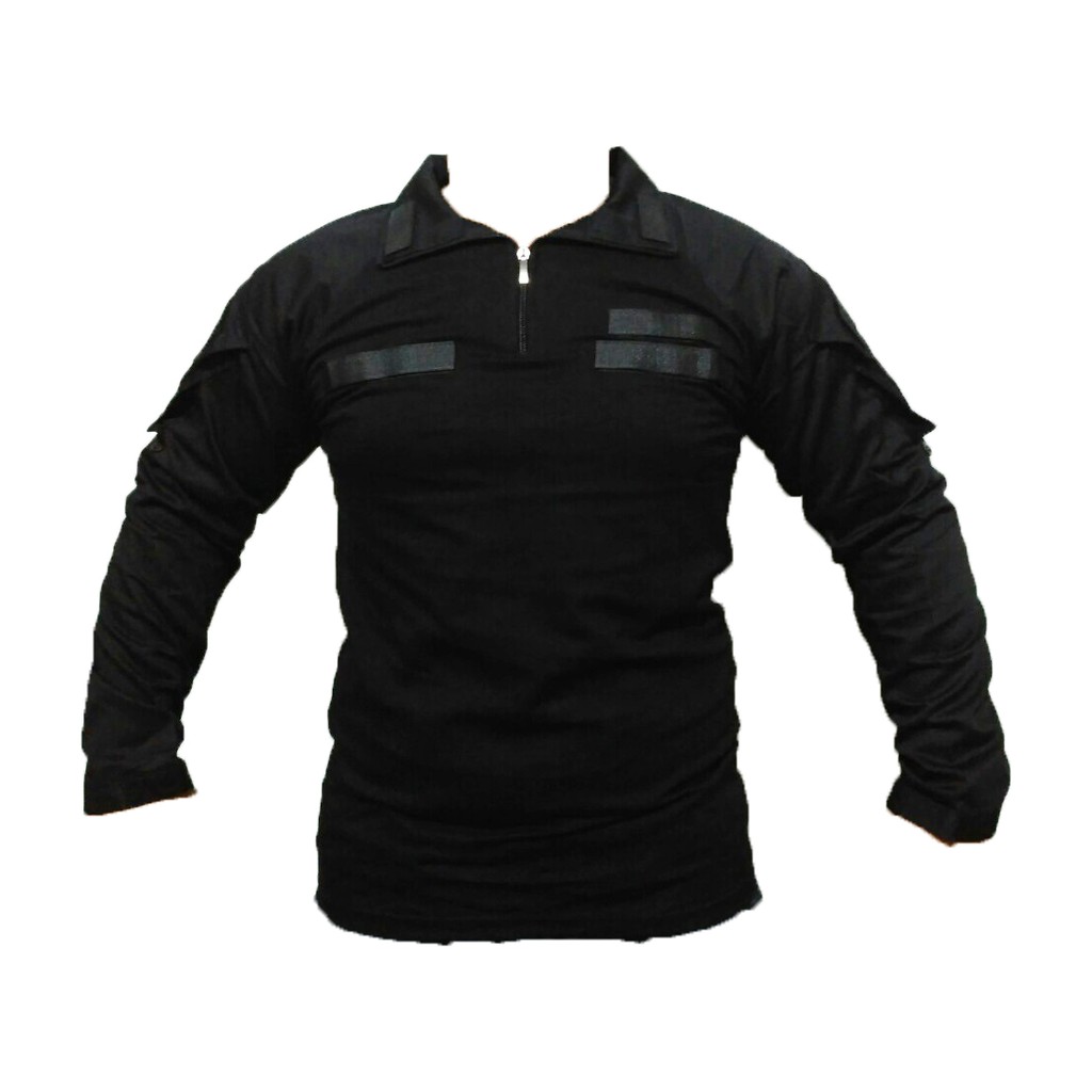 combat shirt baju kaos tactical bdu combat shirt hitam perekat dada,kreah, tangan