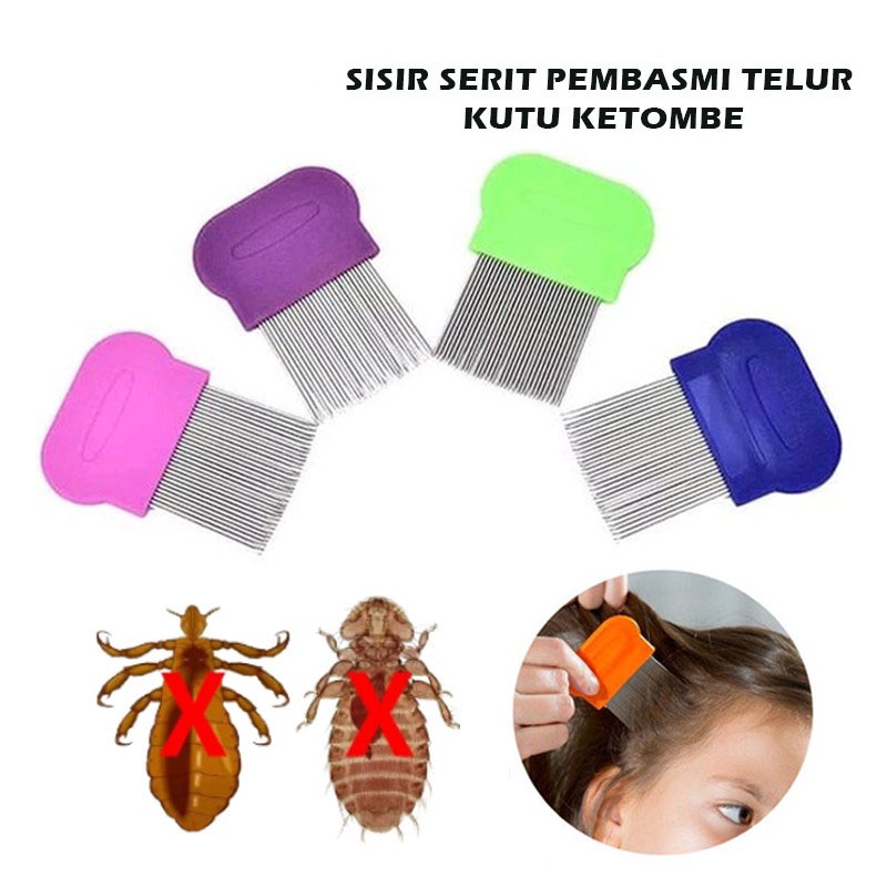 Sisir Serit Sisir Kutu Rapat Ajaib Pembasmi Ketombe Telur Kutu Logam Besi Pendek Stainless Comb Murah