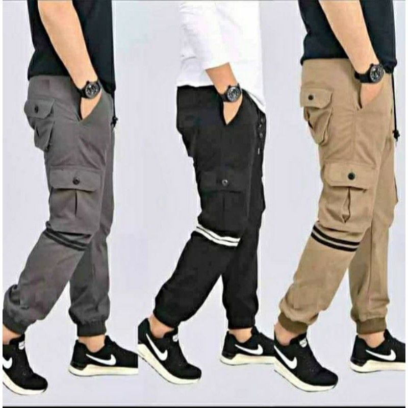 Celana Cargo Rip Jogger List Naruto Celana Kimpul Saku Samping Pinggang Karet Melar Trend Masa Kini Stylis