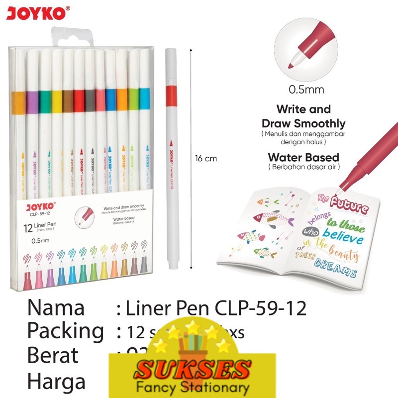 

Pena / Pulpen 12 warna / Liner Pen CLP-59-12 Joyko