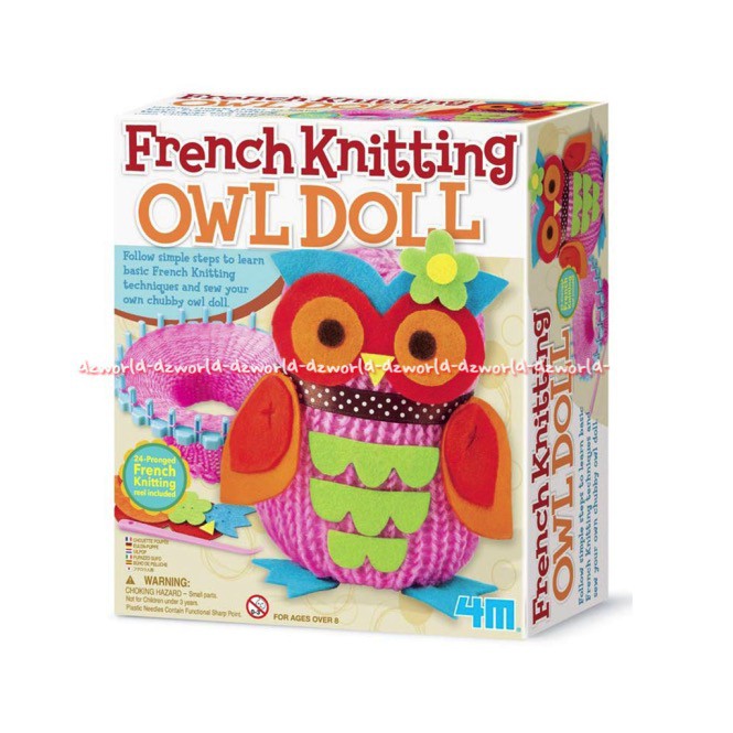 French Knitting Owl Doll Buat boneka burung hantu 5 inci tebal belajar seni tubular merajut Prancis