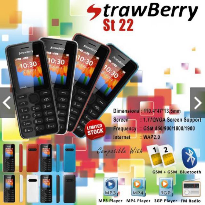 hp strawberry st22 musik kamera garansi resmi hp jadul musik mp3 dan kamera