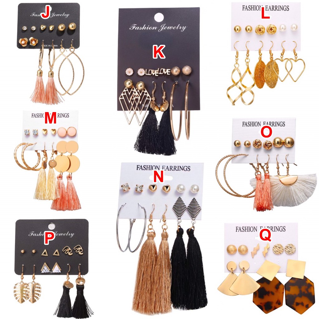 Anting Set Simple Retro Gaya Korea Simple Creative Earrings Aksesoris Wanita