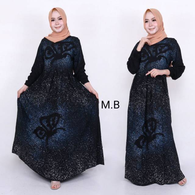 Gamis pelangi abstrak rayon candi mekar busui