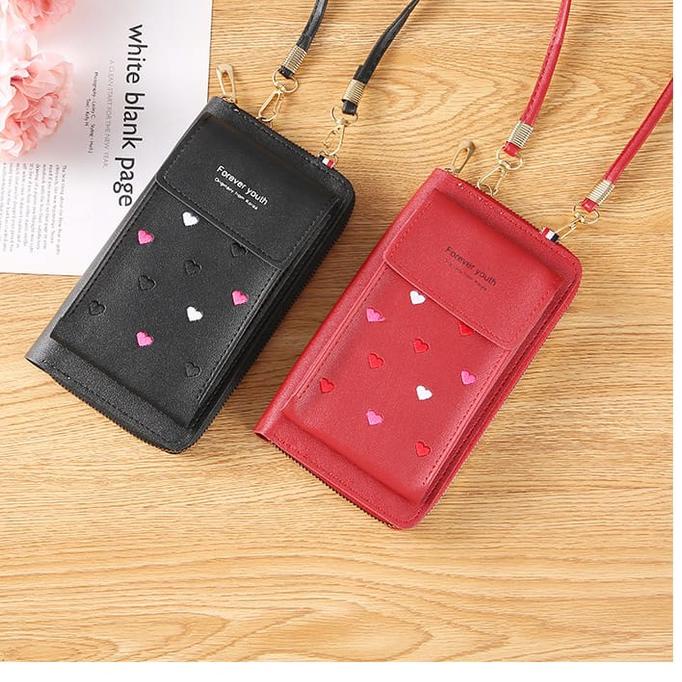 ♝ Dompet Panjang Wanita Free Tali Dompet Wanita Motif Love Import Real Pict FY ◙