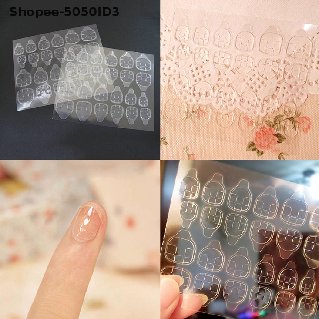 (ko) 24pcs / Set Stiker Kuku Palsu Ultra Tipis Untuk Nail Art