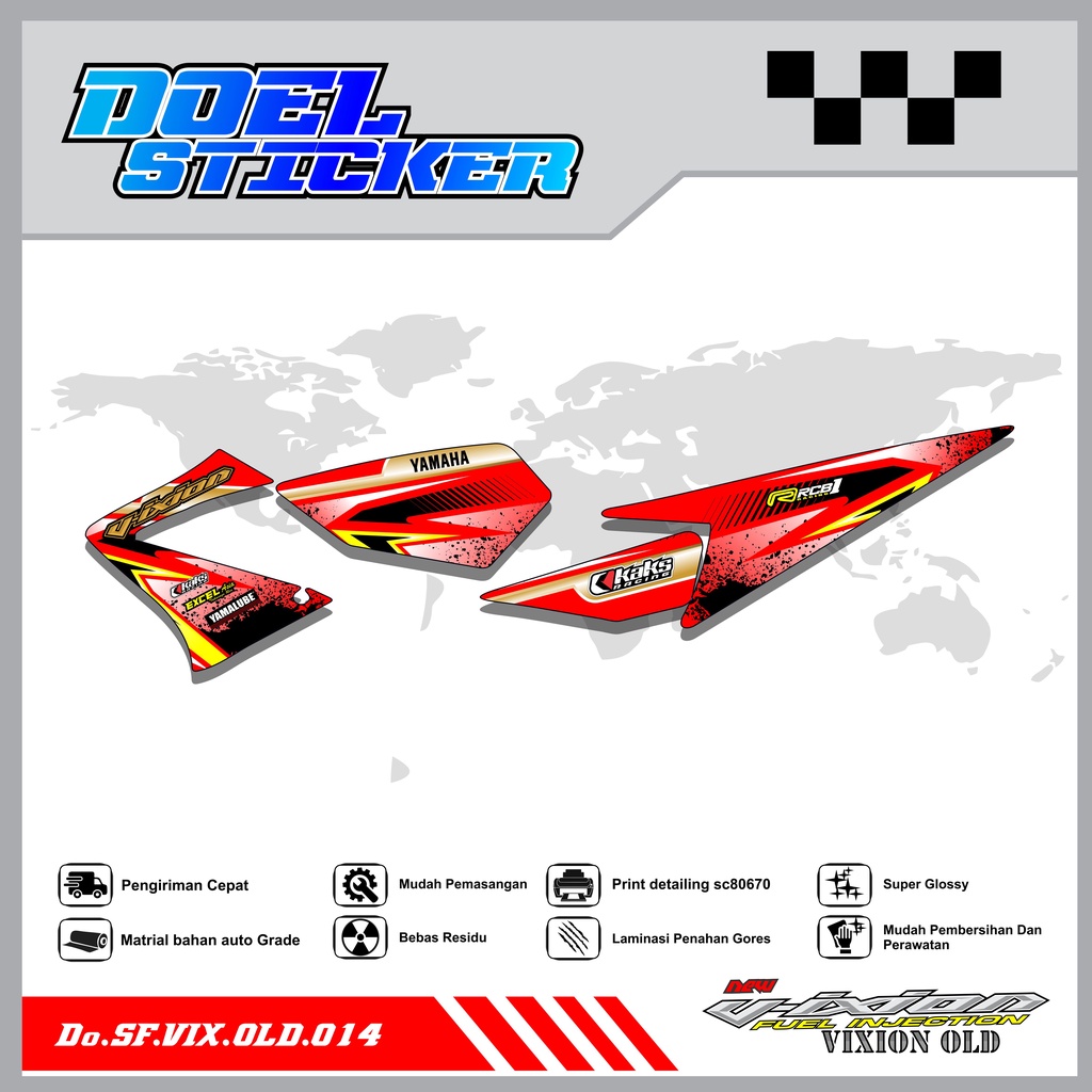 STICKER STRIPING VIXION OLD LAMA - STICKER STRIPING VIXION OLD LAMA 2008-2012 VARIASI HOLOGRAM/PELANGI , CROME DOEL 014