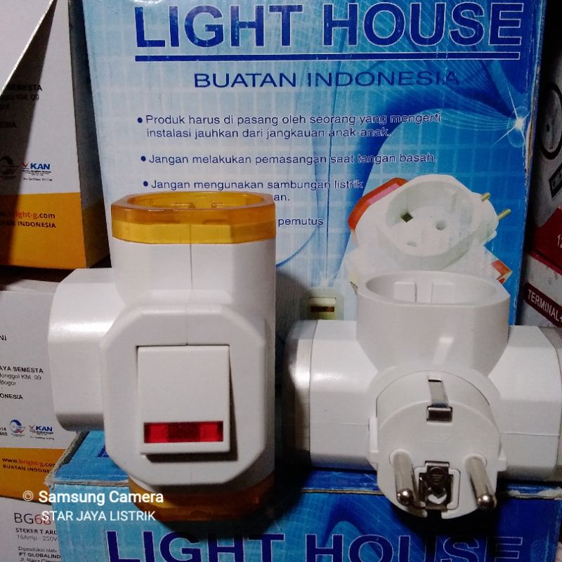 Steker T Arde + Saklar Lampu 3 Lubang Light House 258S dan DUTRON