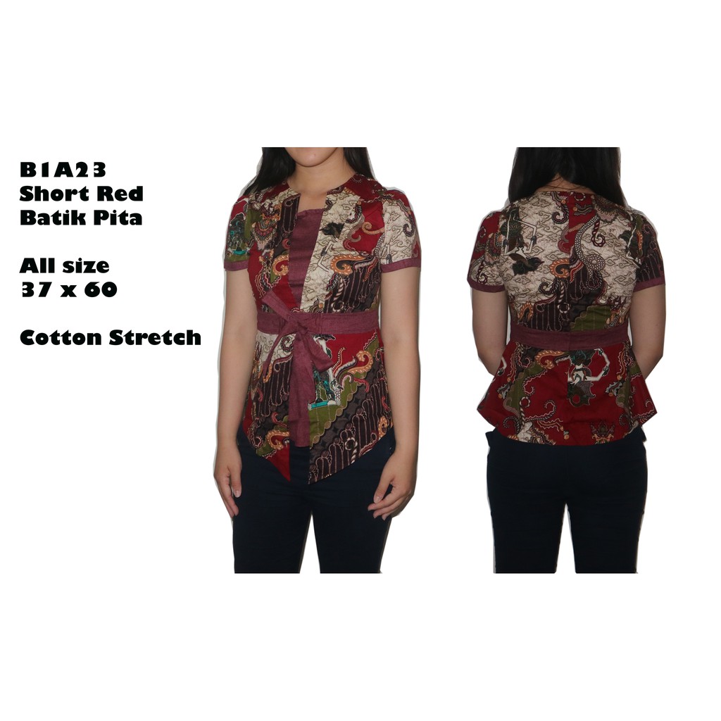 qwq kemeja short red pita cewek wanita MIX batik good quality