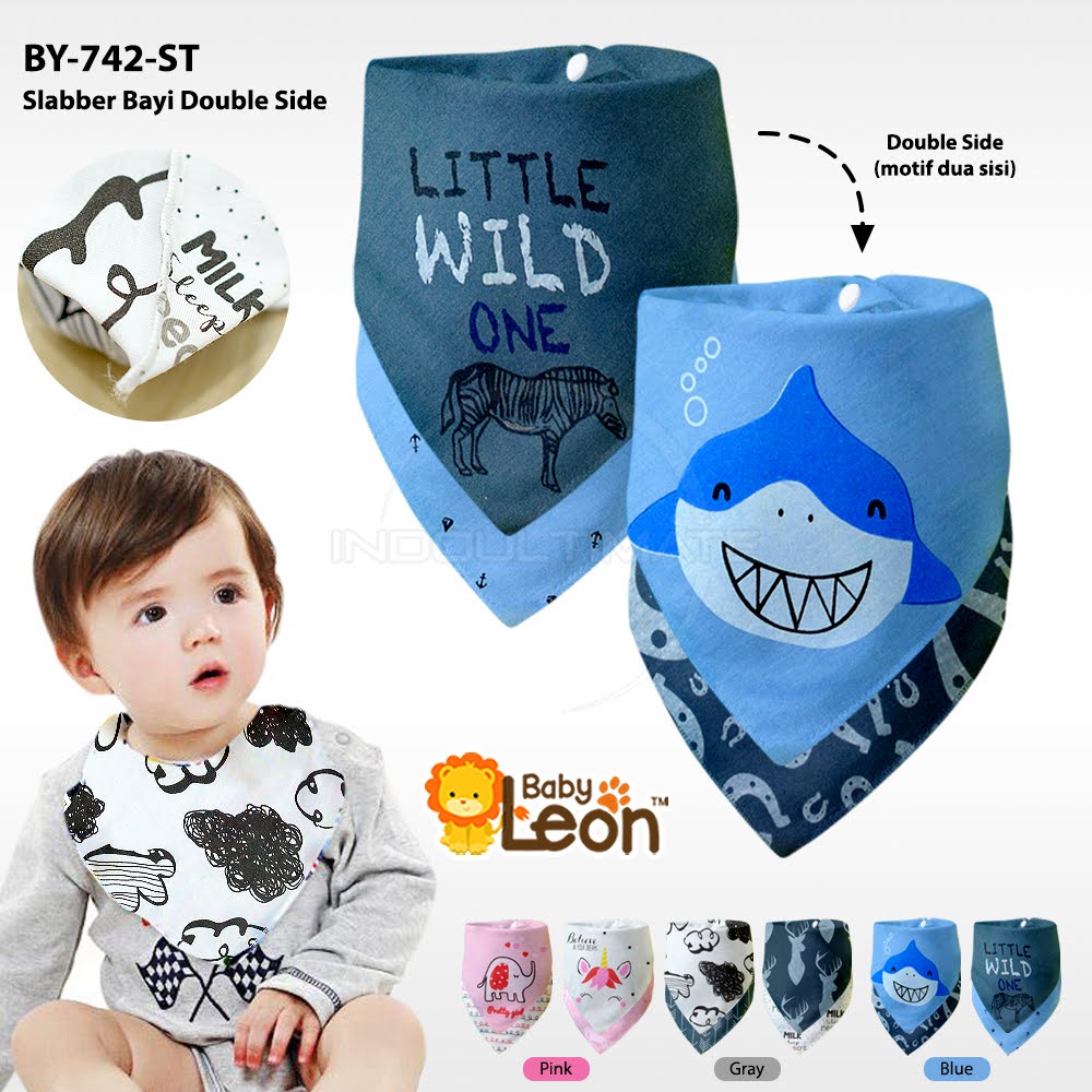 Slaber Bayi Bib Celemek Segitiga Bolak-Balik 2in1 Slaber Tatakan Iler 100% Cotton BY-742