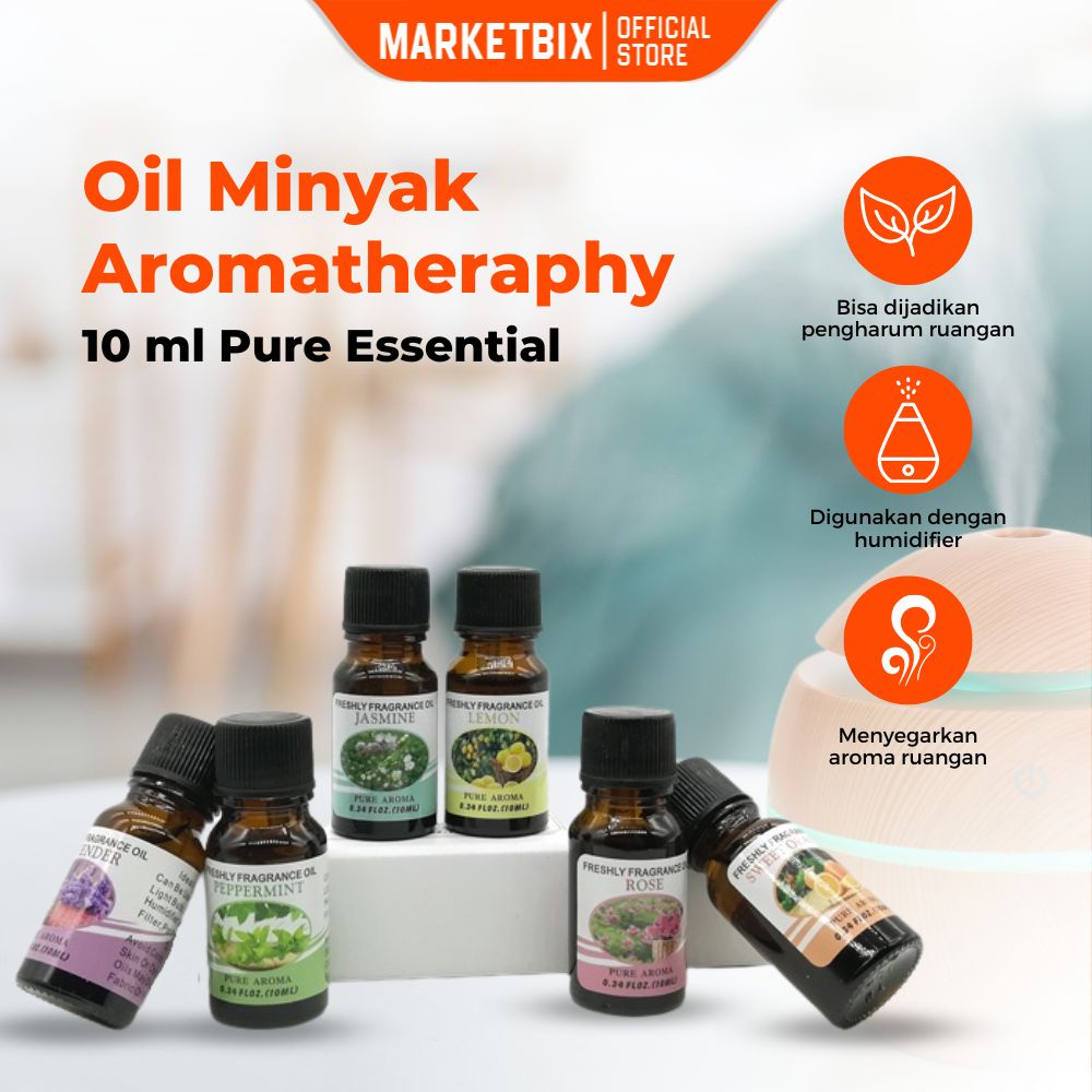 MARKETBIX Oil Minyak Aromatheraphy 6 pcs 10 ml Pure Essential Pewangi Ruangan Parfum Ruang