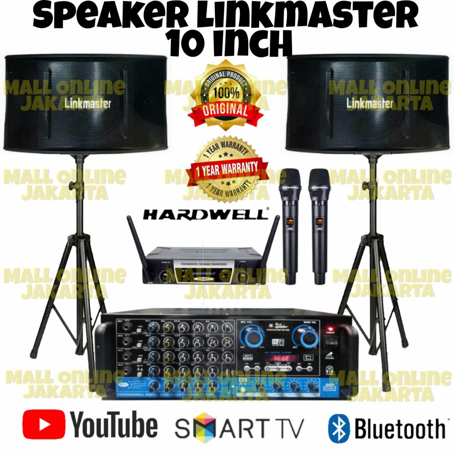 Paket Karaoke LINKMASTER 10 INCH Ampli Key controll Mic wireless