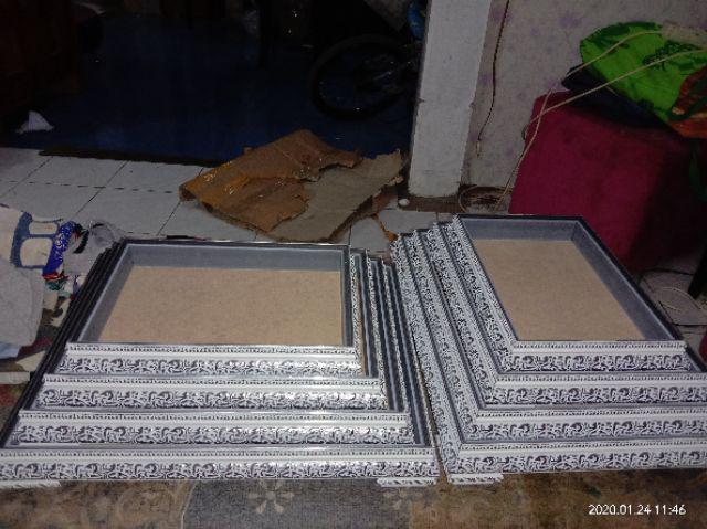Kotak Hantaran Frame Tebal Mahar Nikah Putih Silver Isi 4