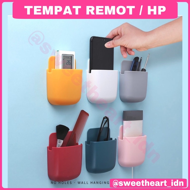 Tempat Gantung Penyimpanan Remote HP Kabel Organizer Serbaguna Tempel Dinding