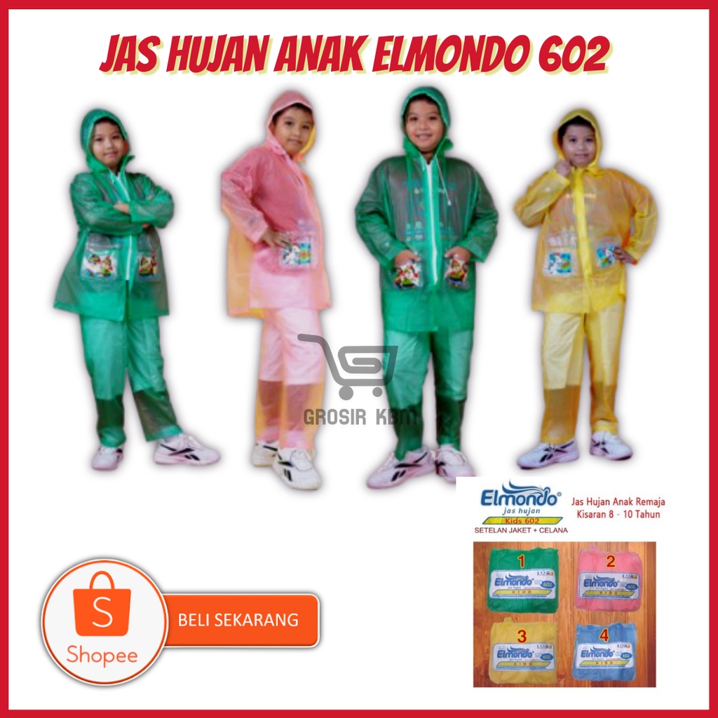 Jas Hujan Anak Setelan Set Jaket Celana Tebal Bagus Elmondo KIDD 602 TERMURAH