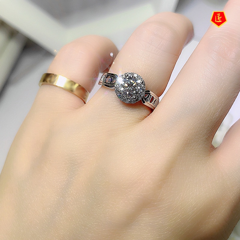 [Ready Stock]Fashion Elegant Moissanite Crown Six Claw Ring