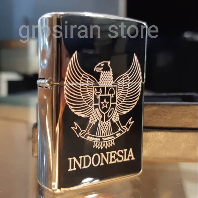 Zippo Burung Garuda Indonesia Pancasila Custom Logo Tulisan Nama